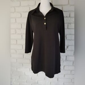 Chico's Black Polo Tunic Top - Sz 1